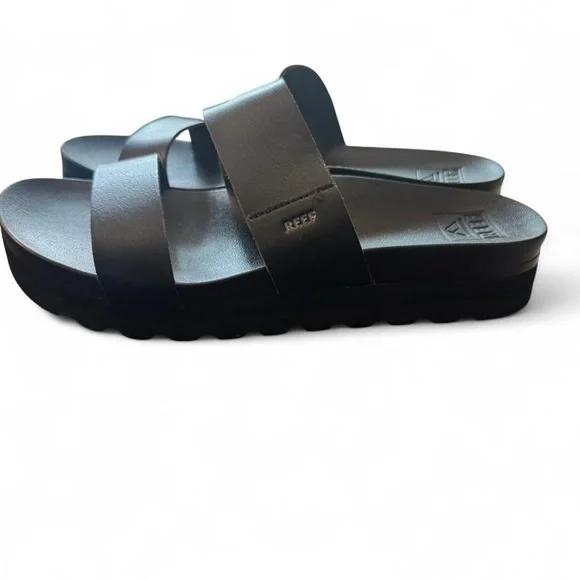 Reef Women's Black custom  high vista hi slide sandals - Picture 3 of 5